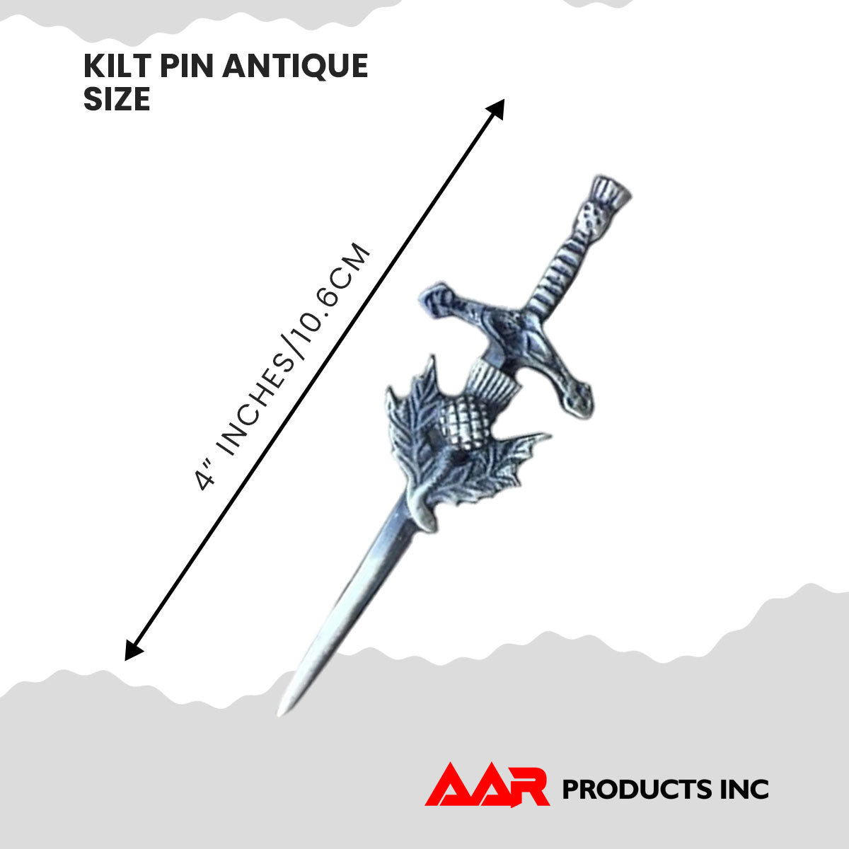 AAR Kilt Pin Scottish Thistle Sword Accessory Kilts Sporrans Hoses Chrome Finish