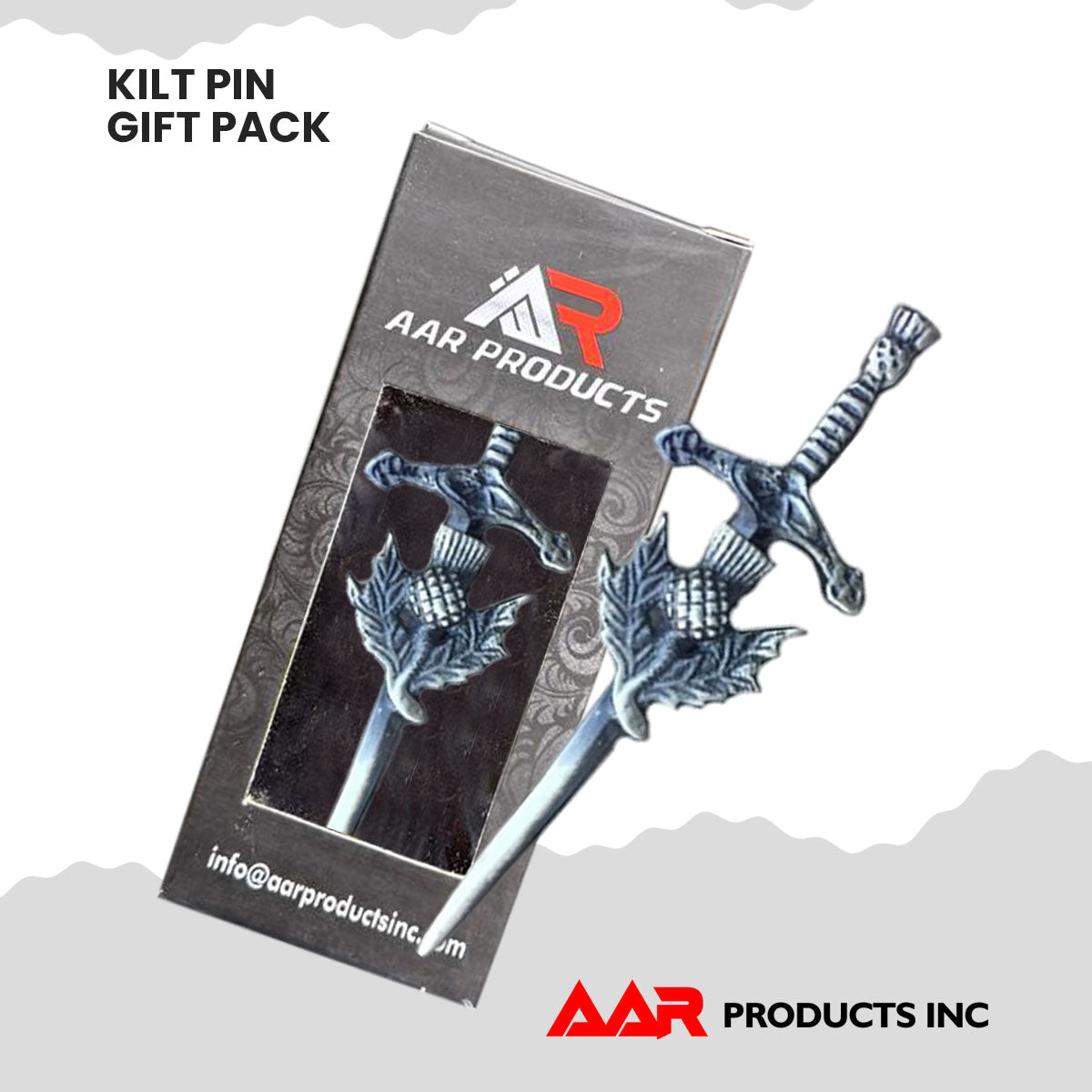 AAR Kilt Pin Scottish Thistle Sword Accessory Kilts Sporrans Hoses Chrome Finish