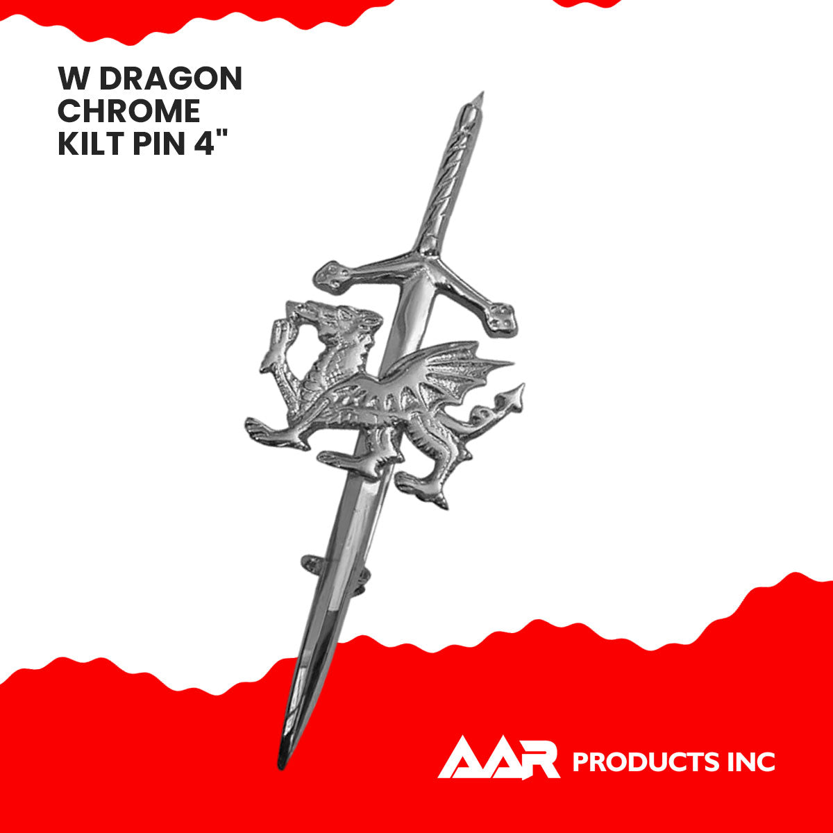 Kilt Pins Scottish Chrome Kilts Pin Welsh Dragon Badge 4"