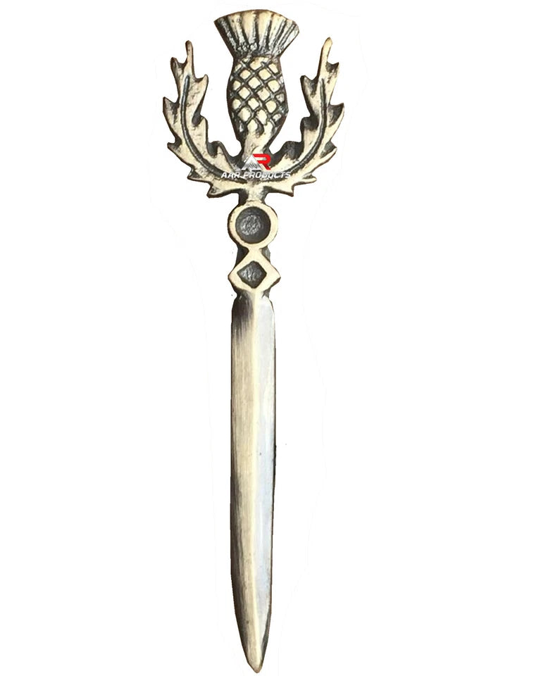 Thistle kilt Pin Highland 4" Chrome & Antique Finish Scottish AAR Brand Brass