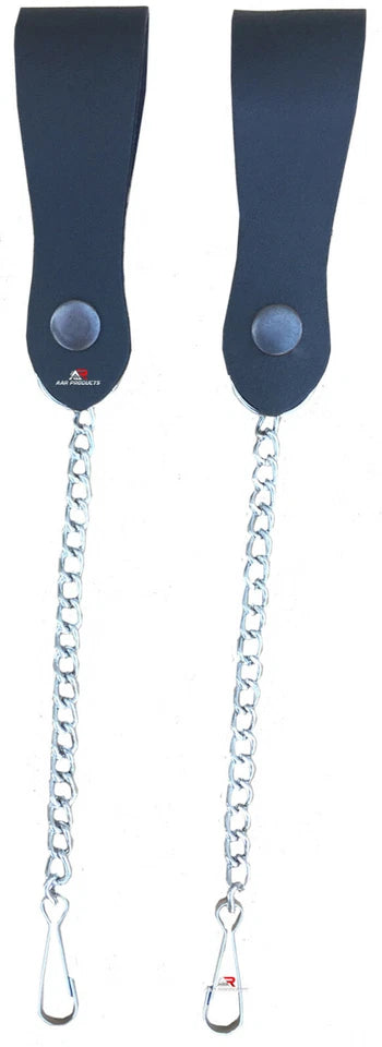 Pair of Sporran Suspenders Black Brown Leather with Heavy Chain & Heavy Hook