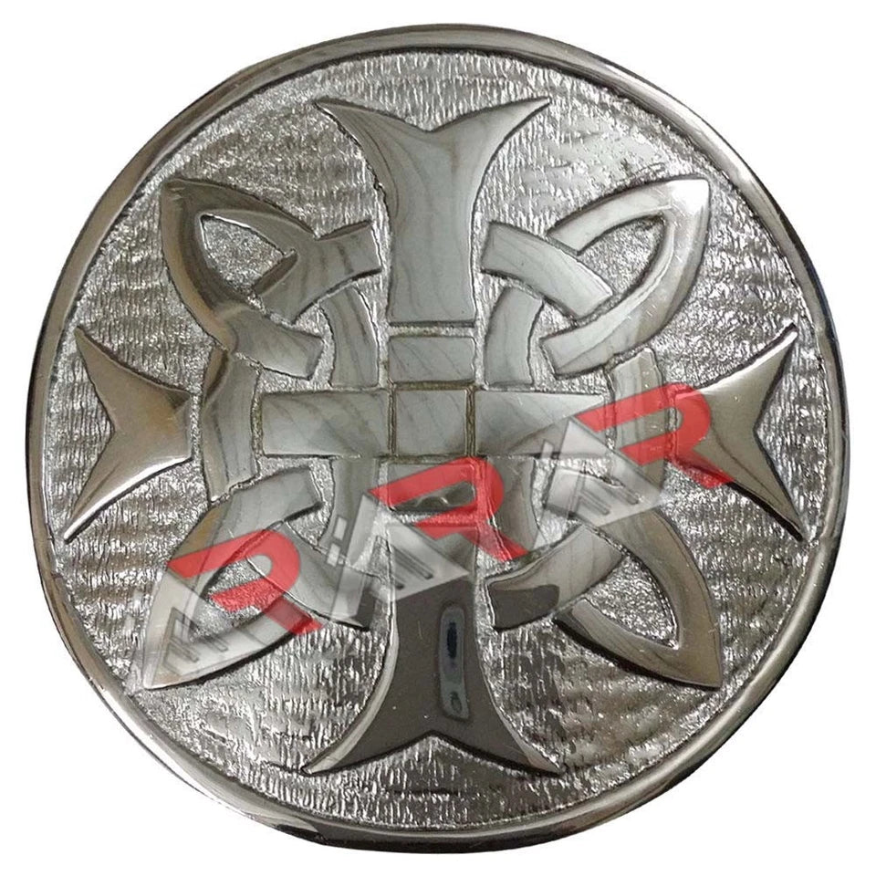 Mens Cross Round Kilt Belt Buckle Chrome / Antique Finish 3"/Celtic Belt Buckles