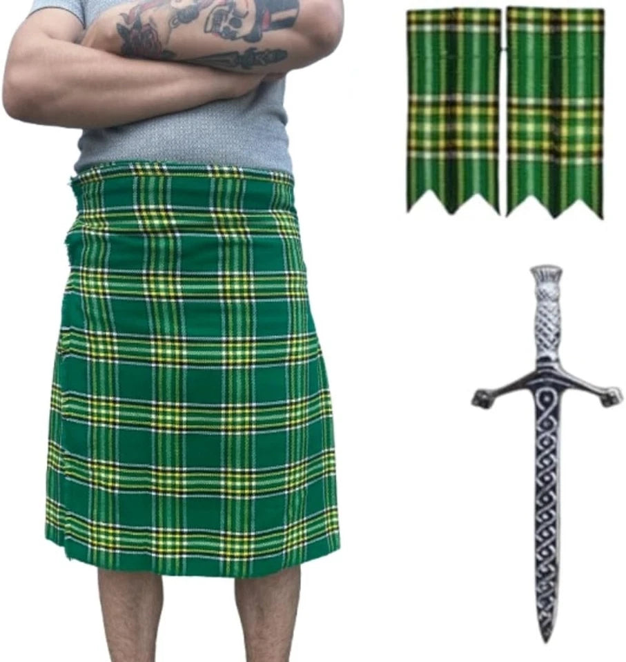 Men's Scottish Kilt 3 Pcs Set 13 oz Highland Tartans Fleshes or Kilt Pin