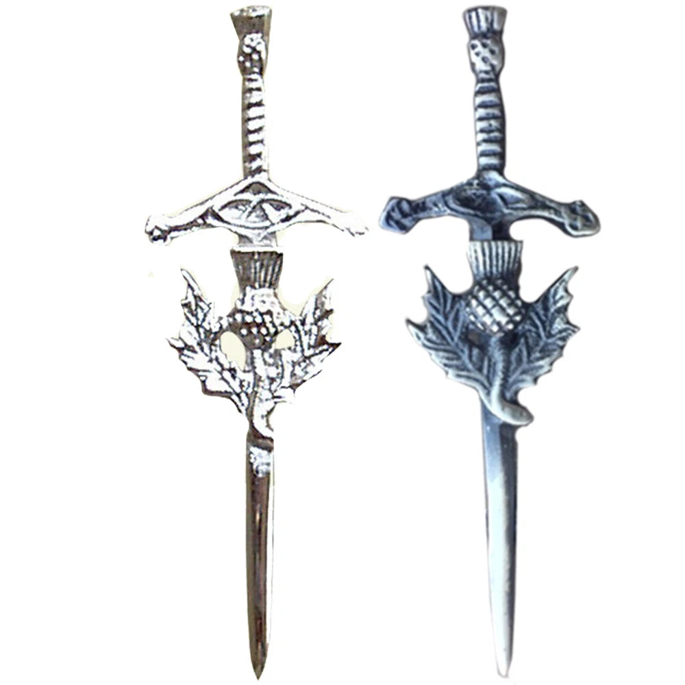 AAR Kilt Pin Scottish Thistle Sword Accessory Kilts Sporrans Hoses Chrome Finish