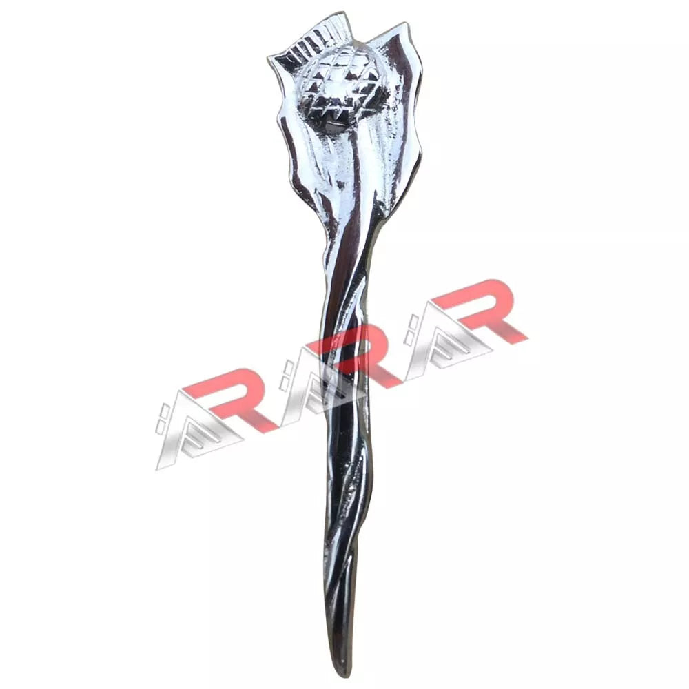 Scottish Thistle Celtic Crest Kilt Pin – 4" Antique & Chrome Finish | Highland Dress Brooch