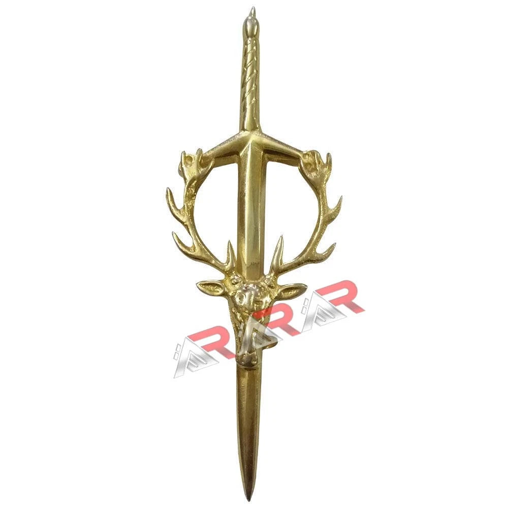 Stag Head Kilt Pin Celtic Highland Design, 4-Inch with Locking Back AAR Scottish Kilt Accessory