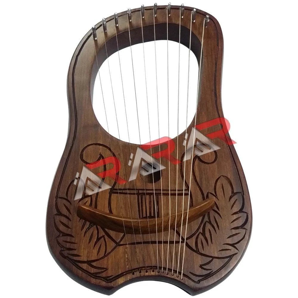 Lyre Harp Rose Wood 10 Metal String Engraved Celtic Harp Design/Lyre Harfe/Lyra