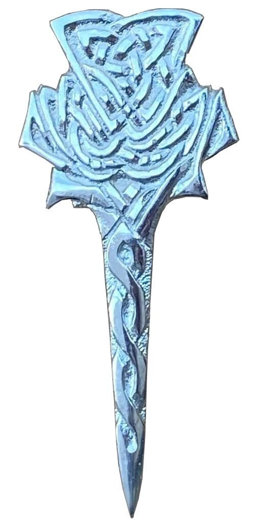 AAR Modern Thistle Kilt Pin – 4" Antique & Chrome Finish | Scottish Highland Celtic Brooch