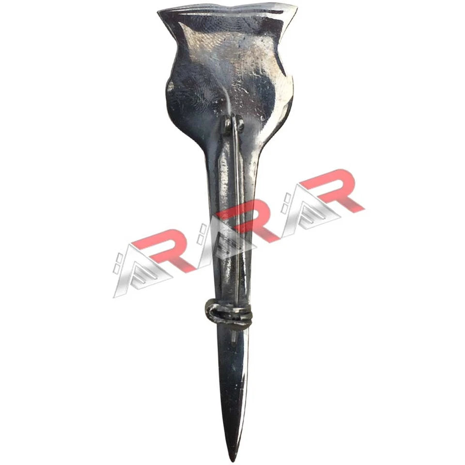 AAR Scottish Thistle Celtic Crest Kilt Pin – 4" Antique Brass & Chrome Finish | Highland Sword Design Brooch