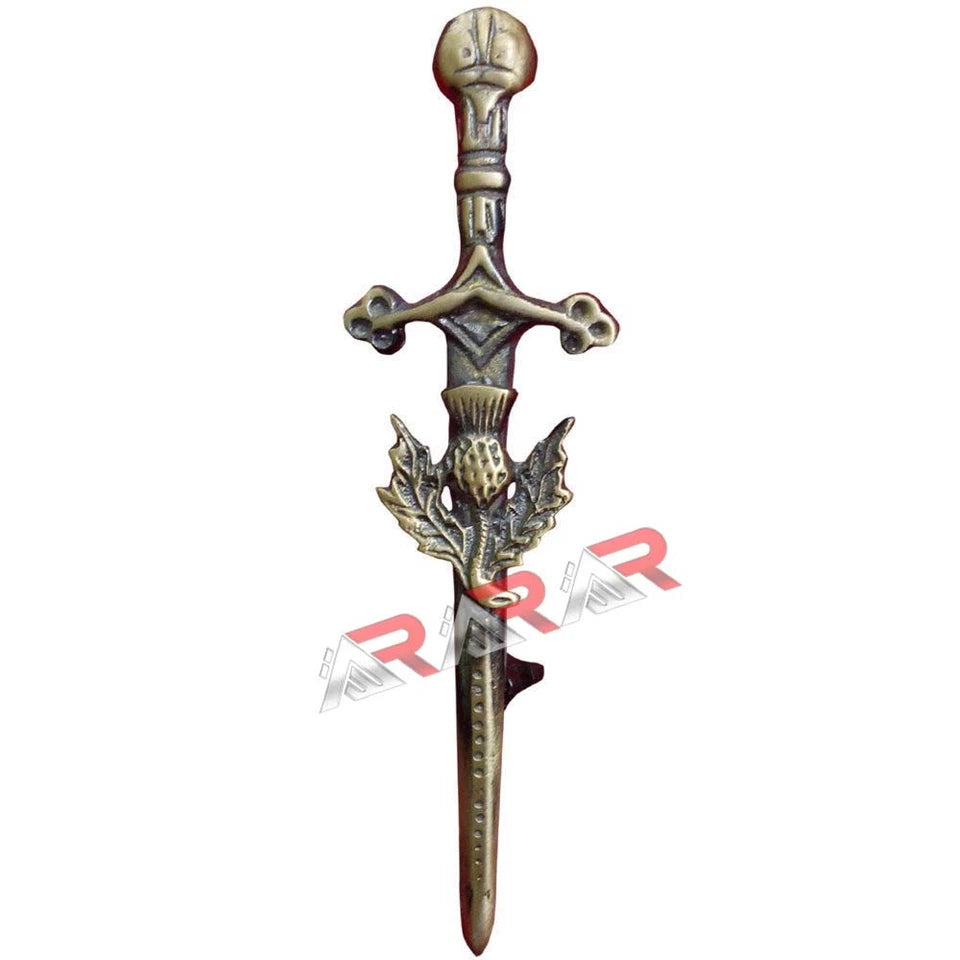 Thistle Kilt Pin Brooch Set Fly Plaid High Quality Antique Finish