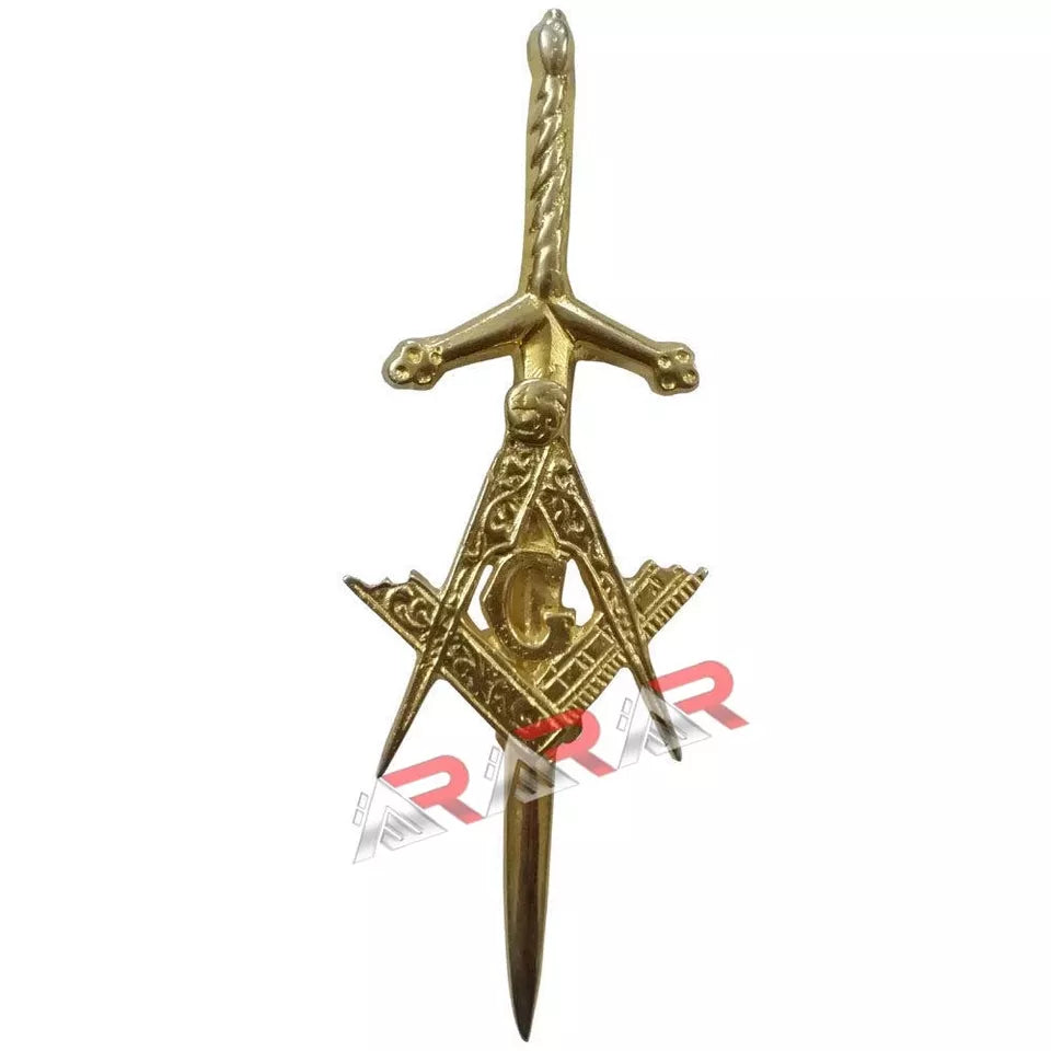 AAR Masonic Kilt Pin – Chrome Finish | 4" Highland Celtic Design Scottish Kilt Accessory