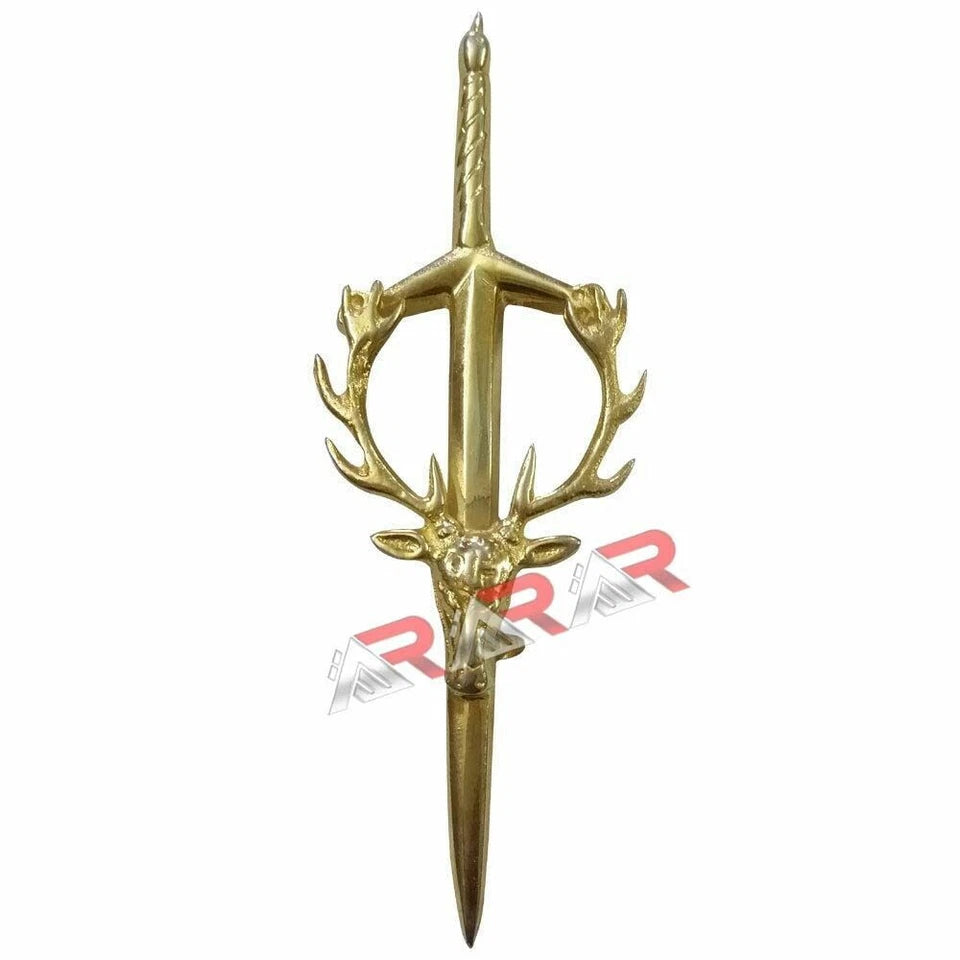 AAR New Kilt Pin Brooch Fastening Scottish Highland Irish 4" Gold Plated Finish