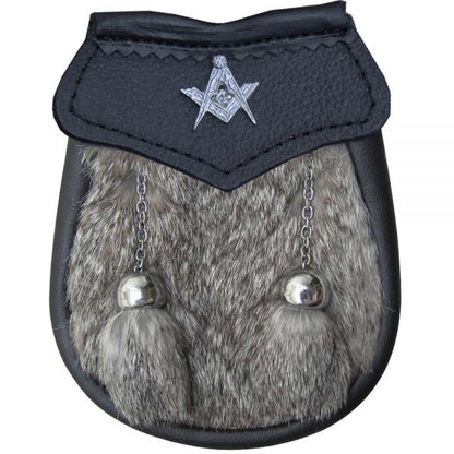 AAR Brand New Baby Grey Fur Sporran with Masonic Badge