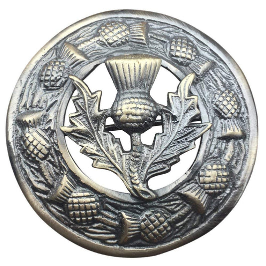 AAR Men,s Scottish Thistle Kilt Brooch Fly Plaid Antique Finish 3" (7cm) diameter T