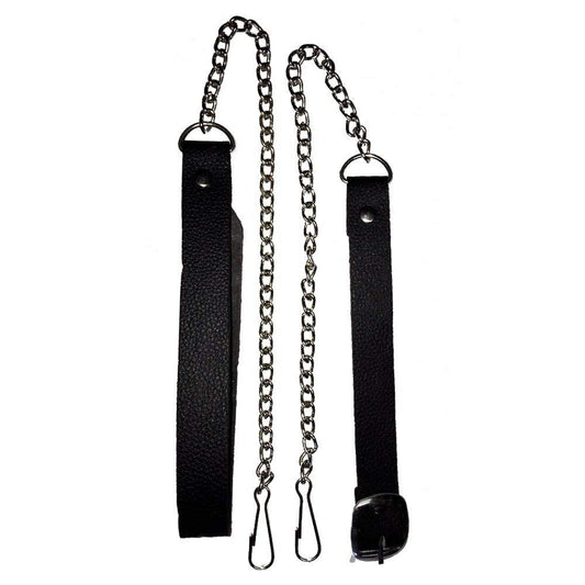 Brand New Black Leather Sporran Chain with Strap Heavy Chain & Heavy Hook