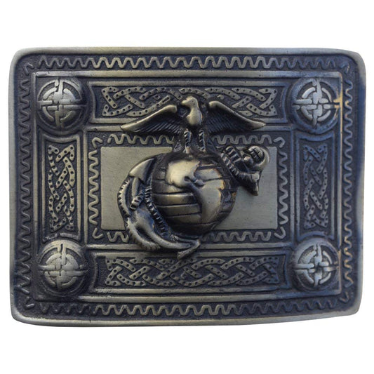 AAR Scoittsh Kilt Belt Buckle with U S Marine Badge Antique Finish Highland Kilt Belt Buckles
