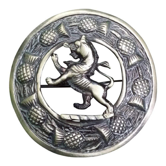 AAR Men,s Scottish Rampant Lion Kilt Brooch Fly Plaid Antique Finish 3" (7cm) diameter