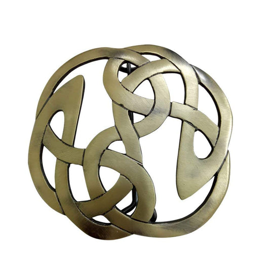 AAR Celtic Knot Kilt Fly Plaid Brooch for 3.50" Diameter Antique Finish