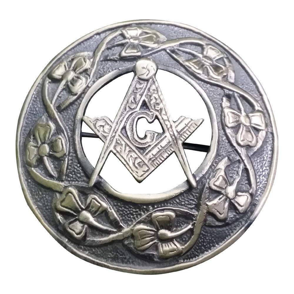 AAR Men,s Scottish Masonic Kilt Brooch Fly Plaid Antique Finish 3" (7cm) diameter S