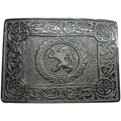AAR Scottish Kilt Belt Buckle 2 Thistle Emblem Celtic Knots Chrome Finish