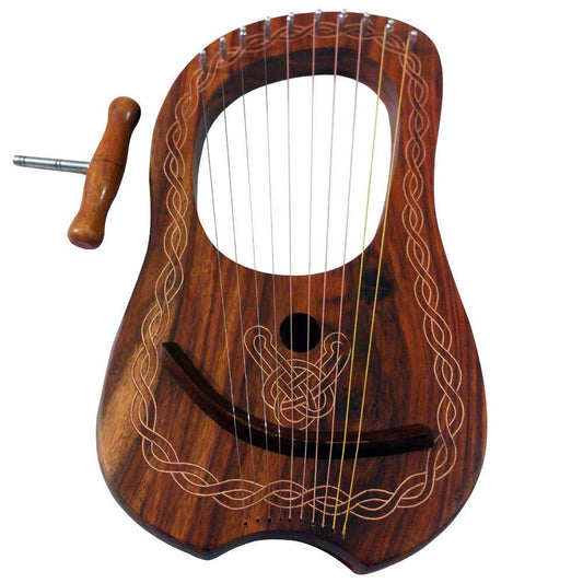 Brand New Lyre Harp 10 String Rose wood with Carrying Case & Tuning Key