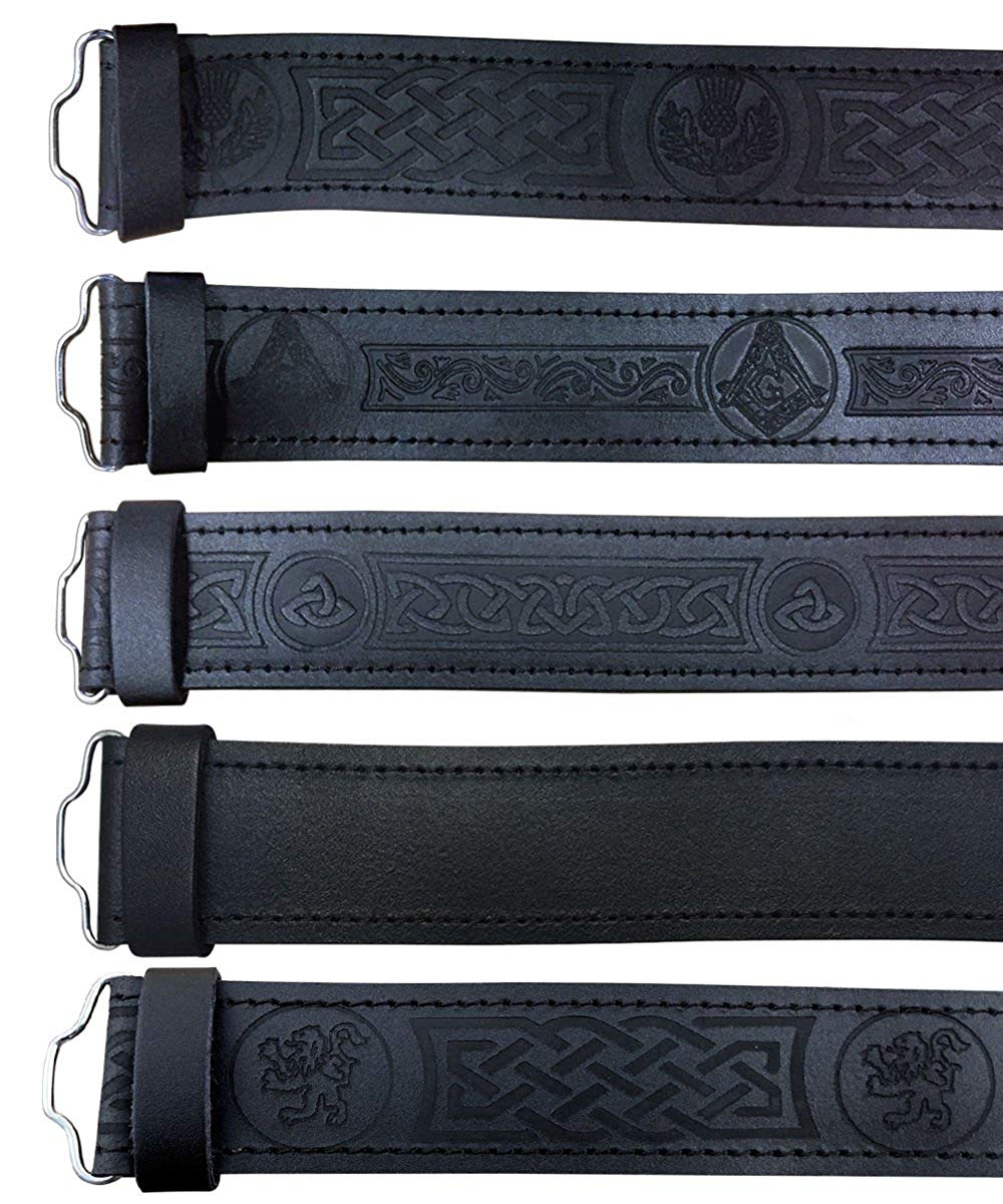 AAR Leather Kilt Belt Thistle Desgin Scottish Highland Accessories All Sizes