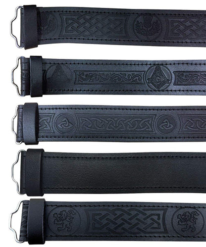 AAR Leather Kilt Belt Thistle Desgin Scottish Highland Accessories All Sizes