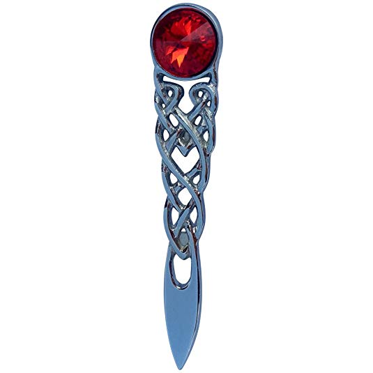 AAR Scottish Celtic Knot Stone kilt Pin Chrome Finish (Red)