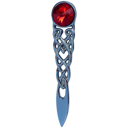 AAR Scottish Celtic Knot Stone kilt Pin Chrome Finish (Red)