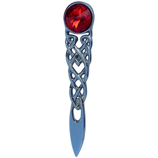 AAR Scottish Celtic Knot Stone kilt Pin Chrome Finish (Red)