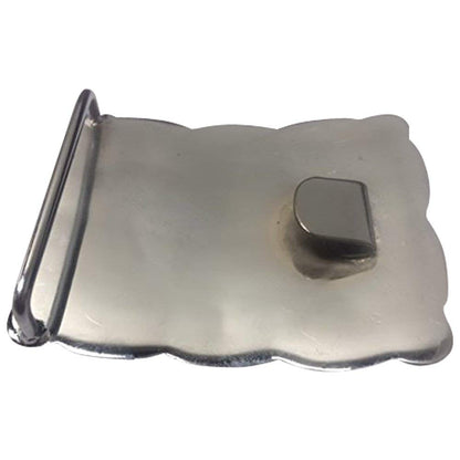 Scottich New Kilt Belt Buckle, Oval Thistle Design, Chrome Finish