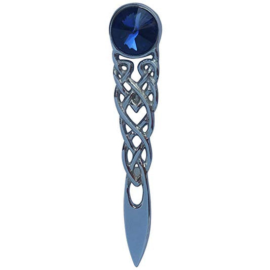 AAR Scottish Celtic Knot Stone kilt Pin Chrome Finish (Blue)
