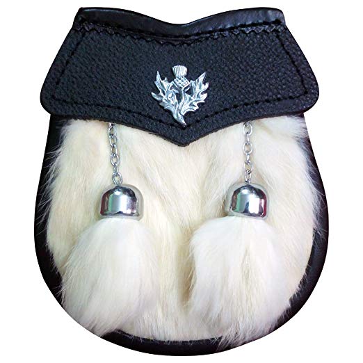 AAR Brand New Thistle Badge Boy Sporran Fur With 2 Tassels