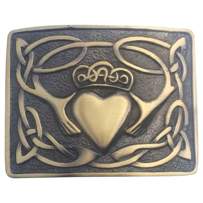AAR Irish Claddagh Highland Kilt Belt Buckle Antique Finish, (Antique)