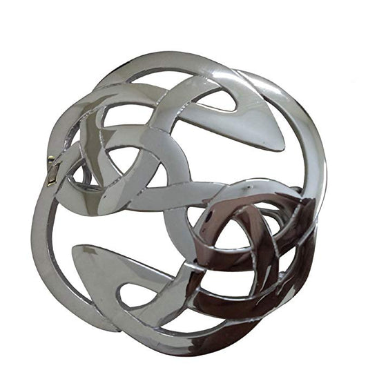 AAR Celtic Knot Kilt Fly Plaid Brooch for 3.50" Diameter Chrome Finish