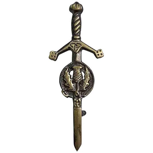 Brand New Celtic Kilt Pin with Thistle Badge Design Antique Finish