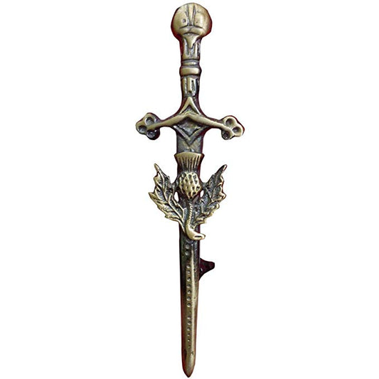 Dot Sword Kilt Pin with Thistle Badge – Antique Finish, 4-Inch | Scottish Highland Wear Accessory by AAR