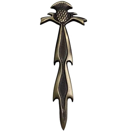 Modern Thistle Kilt Pin – Antique Finish, 4.5-Inch with Swivel Locking Pin | Scottish Highland Accessory