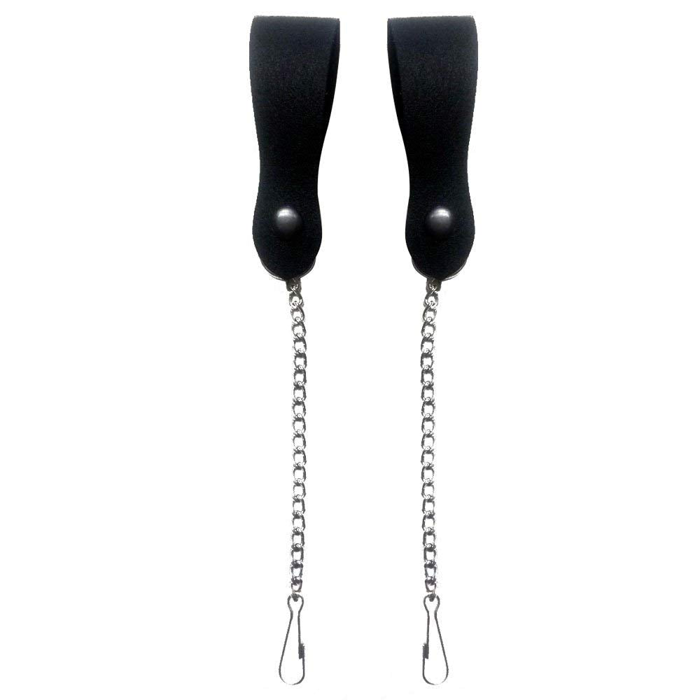 Brand New Pair of Sporran Suspenders Black Leather with Heavy Chain & Heavy Hook