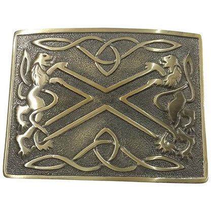 AAR Kilt Belt Buckle Antique Finish Scottish Saltire & Lion Band