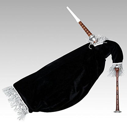 AAR Goose Practice Bagpipe – Rosewood with Imitation Ivory Mounts | Red Velvet Bag with Silver Fringe
