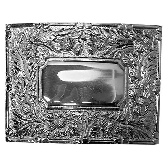 Brand New Celtic Thistle Kilt Buckle in Chrome Plated Mirror Design