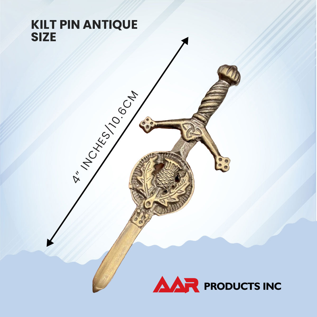 Brand New Celtic Kilt Pin with Thistle Badge Design Antique Finish
