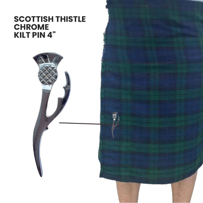 AAR Scottish Thistle Heritage Kilt Pin 4" Chrome Finish