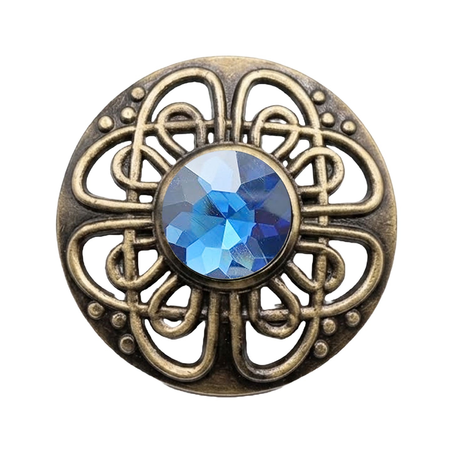 Antique Scottish Celtic Knot Fly Plaid Brooch 3" Pewter Kilt Brooch Gemstone Pin