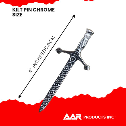AAR Celtic Kilt Chrome Pins Scottish Thistle Crest Hilt 4"