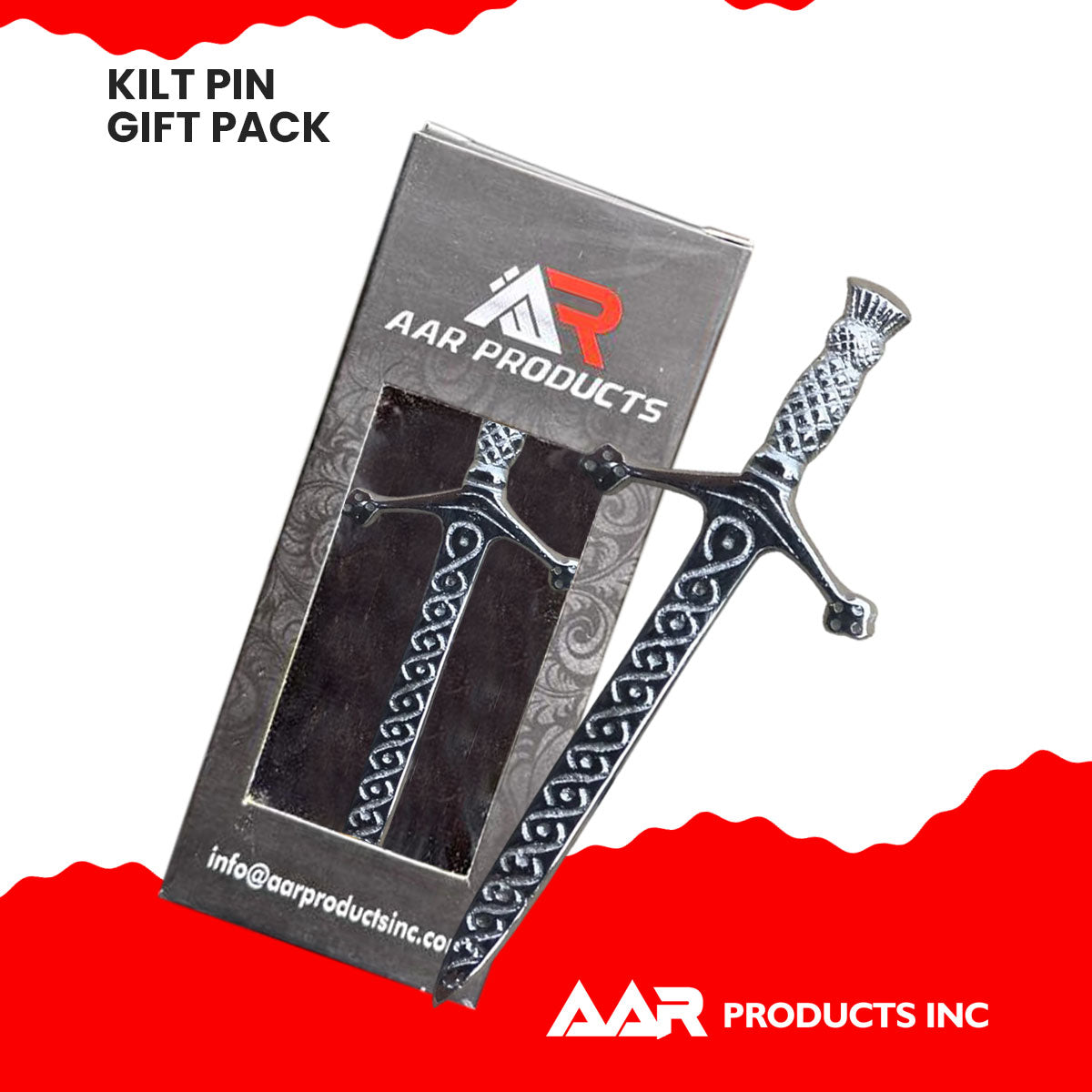 AAR Celtic Kilt Chrome Pins Scottish Thistle Crest Hilt 4"
