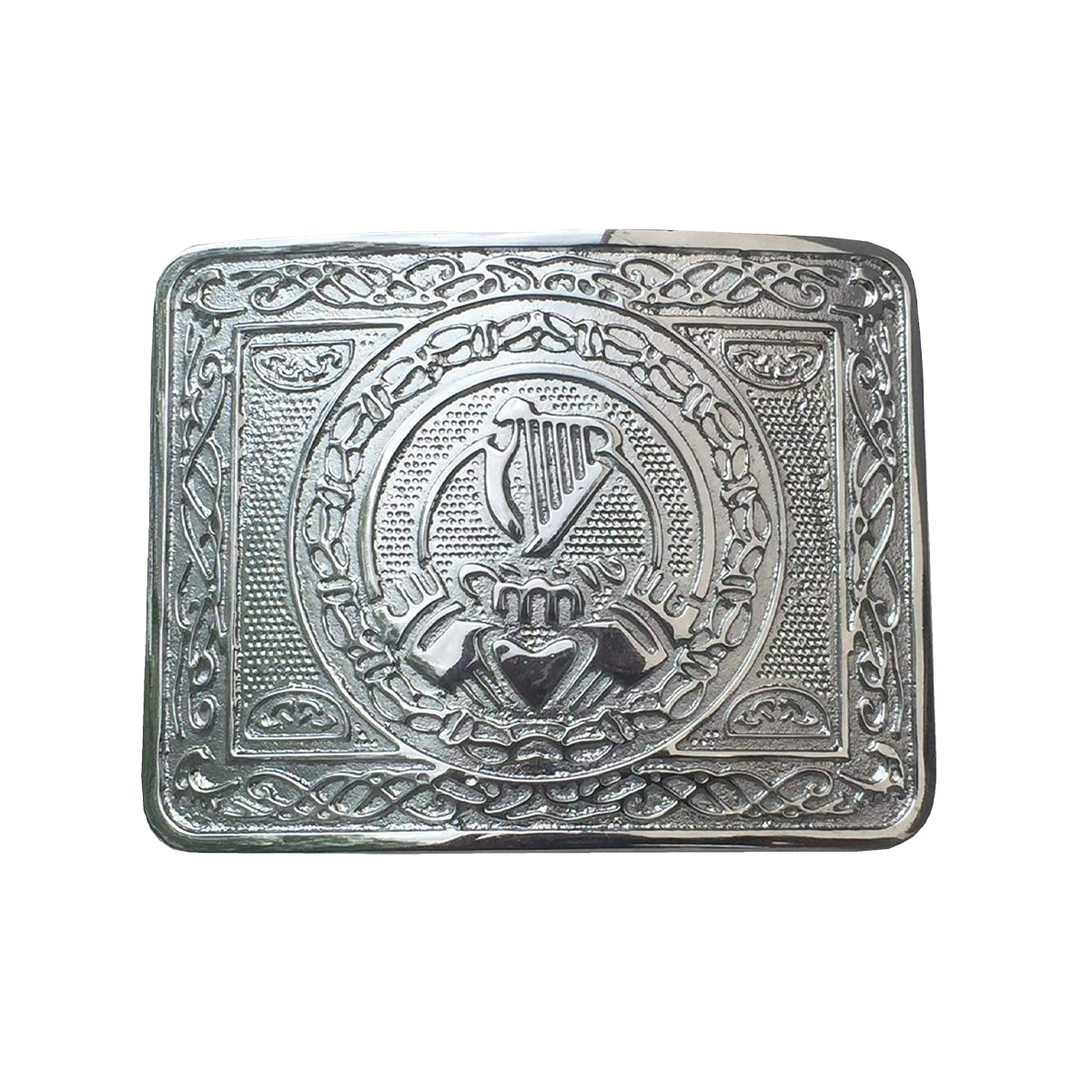 Irish Traditional Harp Claddagh Kilt Belt Buckle Chrome Finish.Irish Harp Buckle ( Chrome )