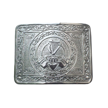 Irish Traditional Harp Claddagh Kilt Belt Buckle Chrome Finish.Irish Harp Buckle ( Chrome )