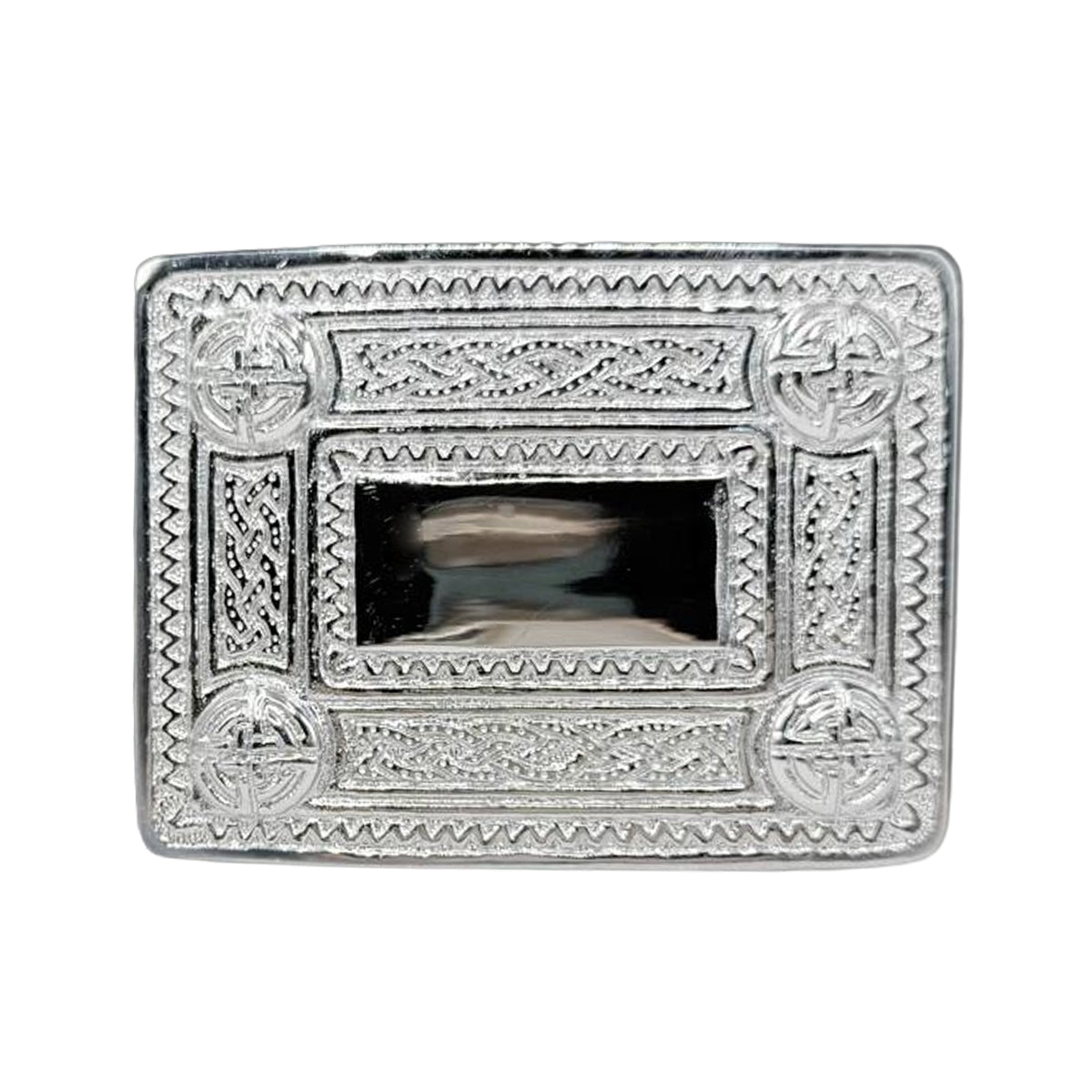 Scottish Buckle Kilts 4 Dome Mirror Kilt Belt Buckle Antique, Jet Black & Chrome Finish